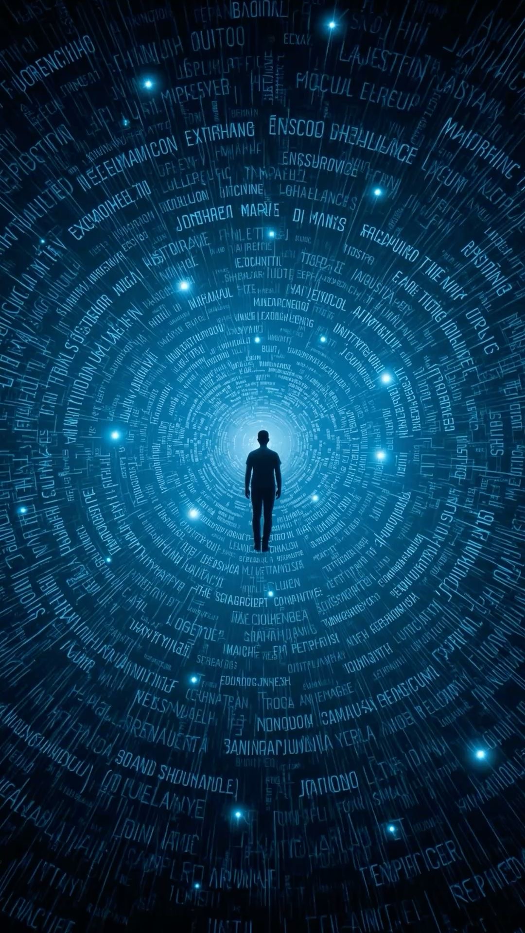 Human in front of vast mind